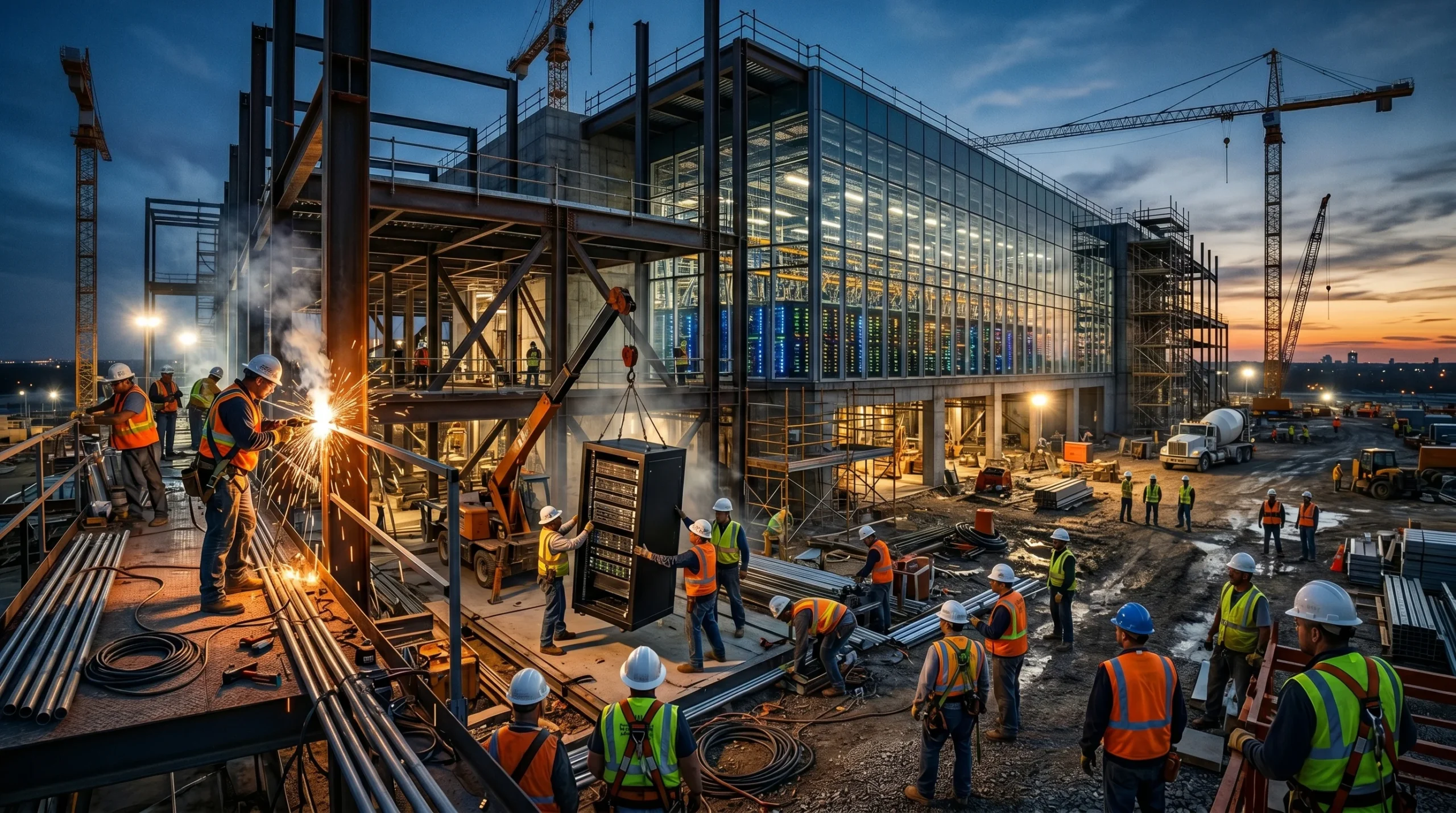 Microsoft AI data center union deal construction workers building AI infrastructure
