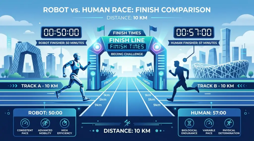 honor lightning robot half marathon 50 minutes vs human world record