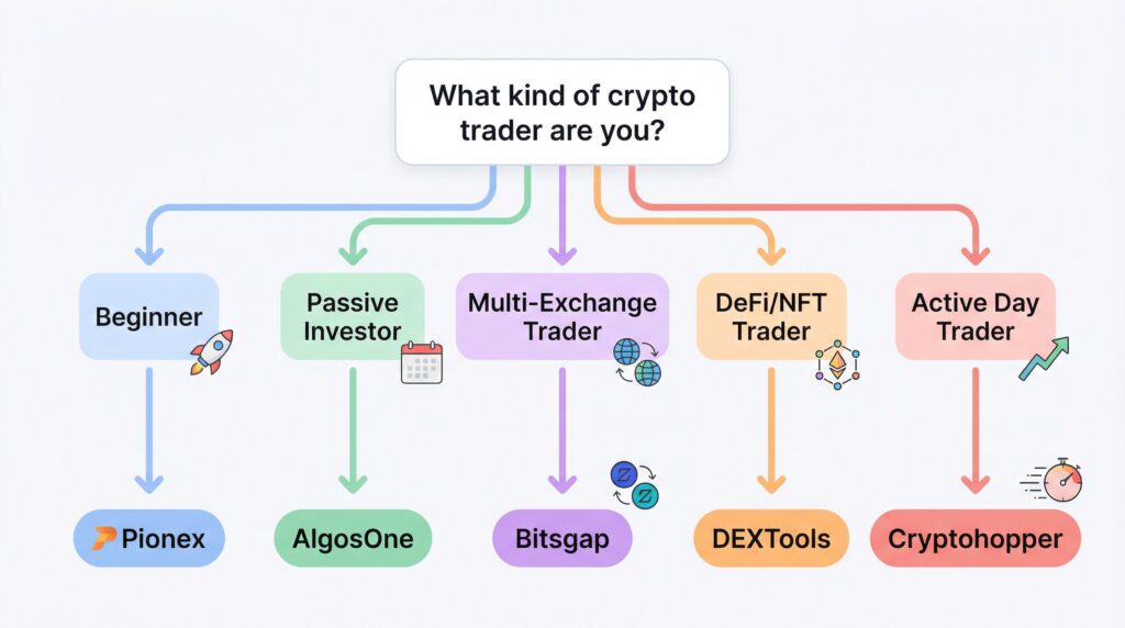 How to choose the best AI tool for cryptocurrency trading in 2026 — decision guide matching trader profile to the right crypto automation platform