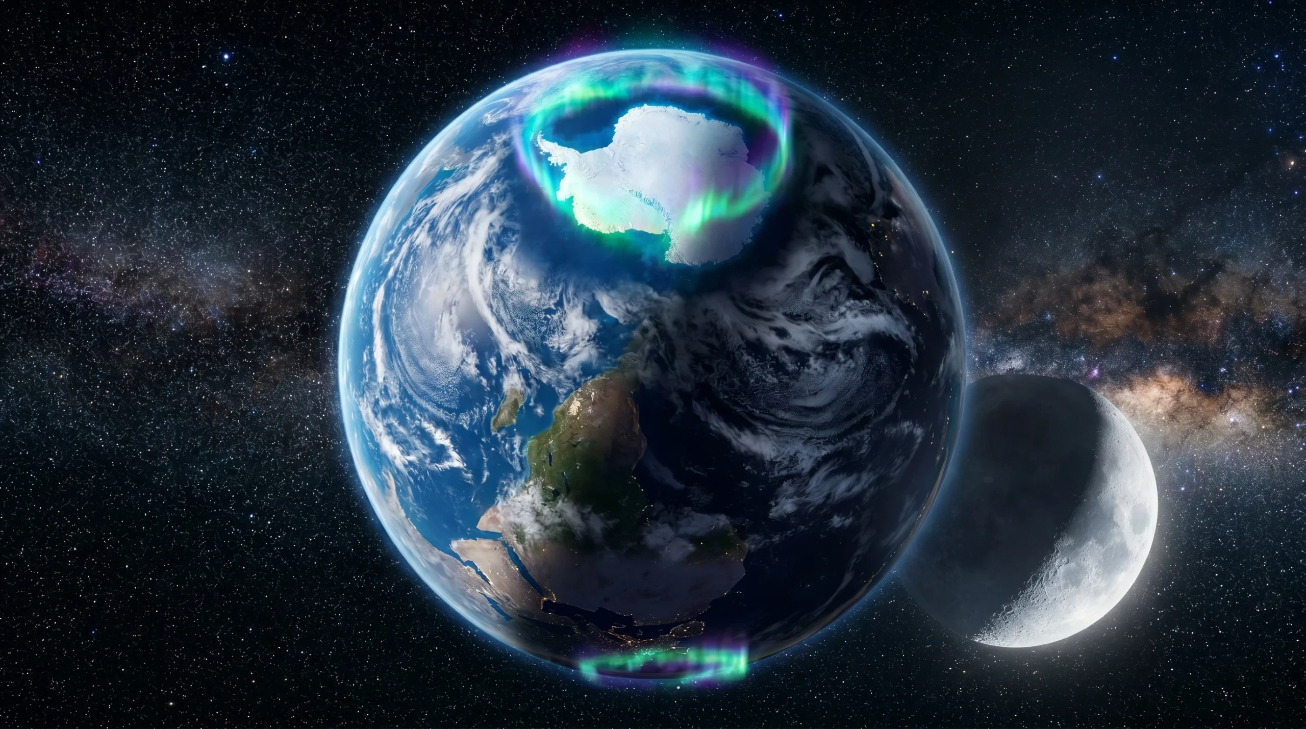 Artemis II Earth Day images showing Earth from lunar distance with aurora and nightside glow