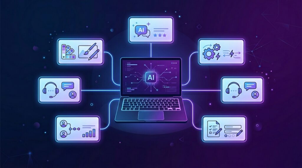 the best AI tools for entrepreneurs in 2026 organized into a simple startup stack