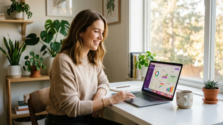 AI tools for expense tracking and saving money tips displayed on laptop screen