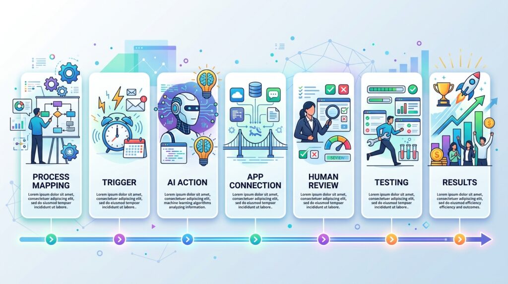 
Step by step AI workflow automation process for businesses
