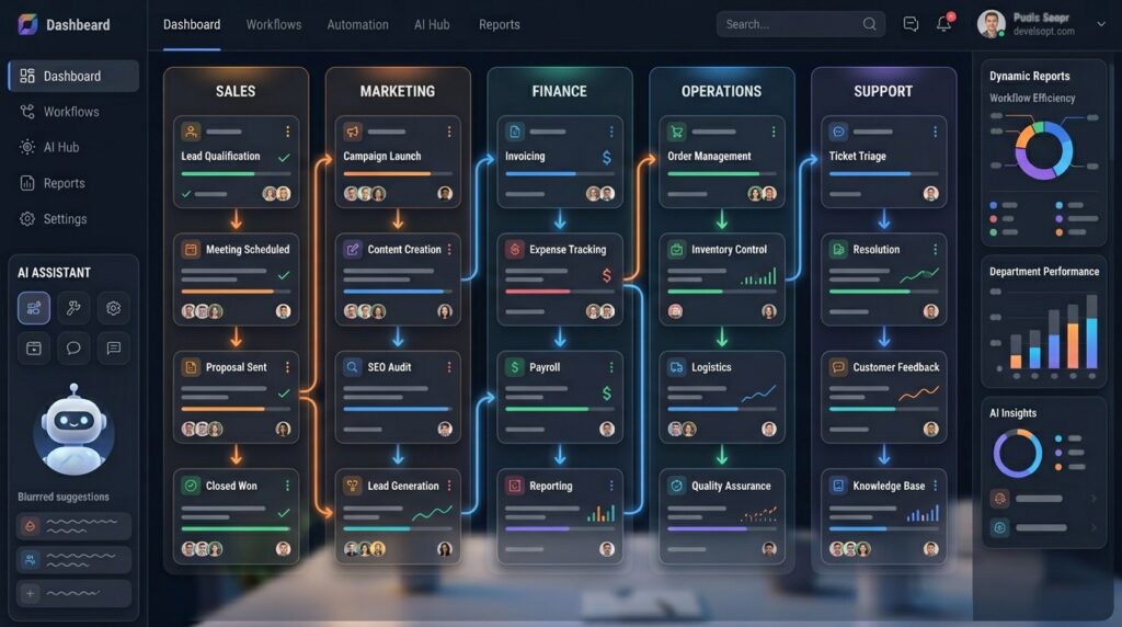 AI automation tasks by business department