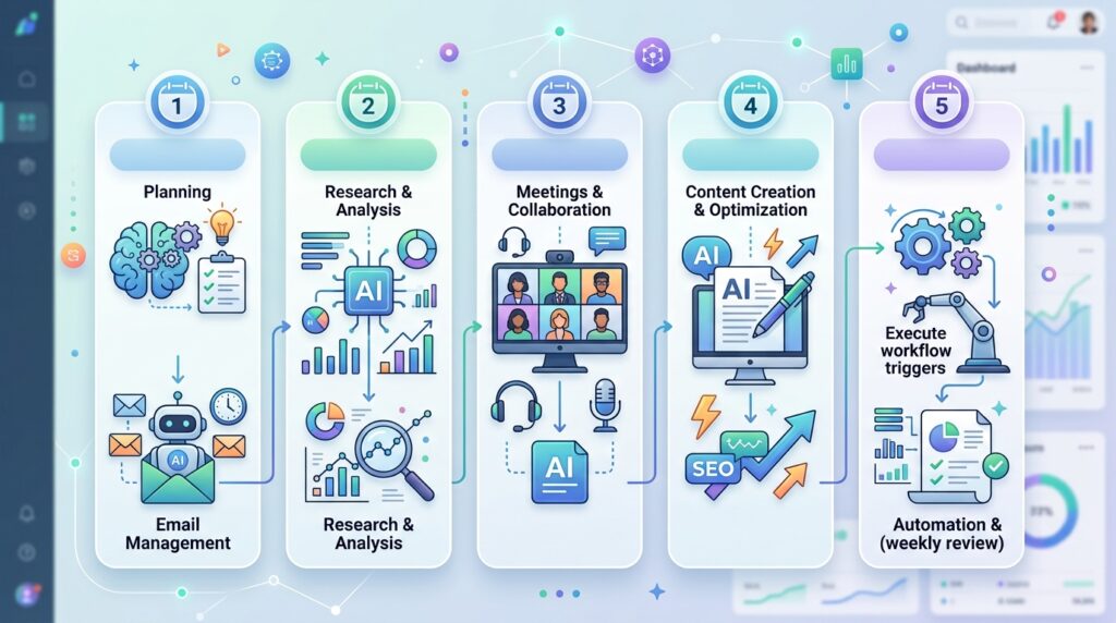  Weekly workflow to save time with AI tools from Monday through Friday